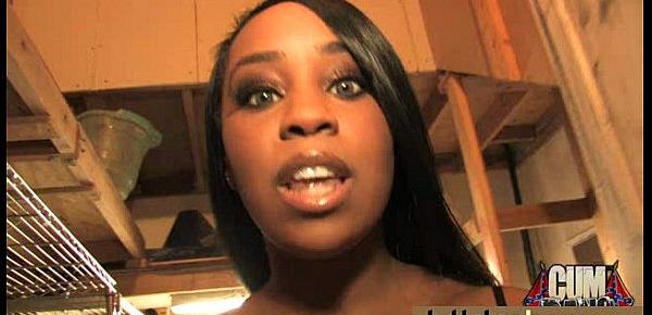  Ebony Cum Slut Hottie Bukkake Party 17